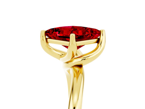 Yellow gold Princess Cut Ruby Solitaire Engagement Ring with Four-Prong Setting and Classic Band_17