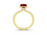Yellow gold Princess Cut Ruby Solitaire Engagement Ring with Pavé Band and Four-Prong Setting_3