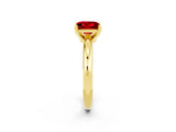 Yellow gold Princess Cut Ruby Solitaire Engagement Ring with Round Band and Four-Prong Setting_2