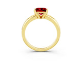 Yellow gold Princess Cut Ruby Solitaire Engagement Ring with Round Band and Four-Prong Setting_3