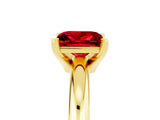 Yellow gold Princess Cut Ruby Solitaire Engagement Ring with Round Band and Four-Prong Setting_5