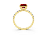 Yellow gold Princess Cut Ruby Solitaire Pavé Band with Four-Prong Setting_3