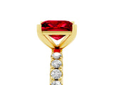 Yellow gold Princess Cut Ruby Solitaire Pavé Band with Four-Prong Setting_5