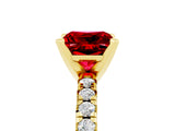 Yellow gold Princess Cut Ruby Solitaire Pavé Engagement Ring with Round Band and Prong Setting_71