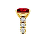 Yellow gold Princess Cut Ruby Solitaire Ring with Cathedral Setting and Pavé Band_5