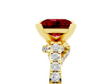 Yellow gold Princess Cut Ruby Solitaire Ring with Crossover Gallery and Round  Pavé Band_17