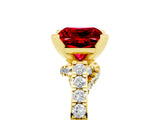 Yellow gold Princess Cut Ruby Solitaire Ring with Crossover Gallery and Round  Pavé Band_41