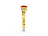 Yellow gold Princess Cut Ruby Solitaire Ring with Filigree Band and Four-Prong Setting_50