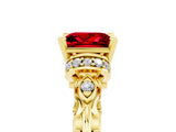 Yellow gold Princess Cut Ruby Solitaire Ring with Filigree Band and Four-Prong Setting_53