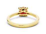 Yellow gold Princess Cut Ruby Solitaire Ring with Flower Prong Setting and Classic Band_12