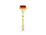 Yellow gold Princess Cut Ruby Solitaire Ring with Flower Prong Setting and Classic Band_14