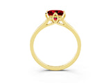 Yellow gold Princess Cut Ruby Solitaire Ring with Flower Prong Setting and Classic Band_15