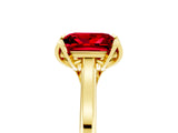 Yellow gold Princess Cut Ruby Solitaire Ring with Flower Prong Setting and Classic Band_17