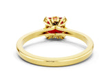 Yellow gold Princess Cut Ruby Solitaire Ring with Flower Prong Setting and Classic Band_37