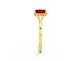 Yellow gold Princess Cut Ruby Solitaire Ring with Flower Prong Setting and Classic Band_39
