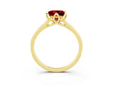 Yellow gold Princess Cut Ruby Solitaire Ring with Flower Prong Setting and Classic Band_40