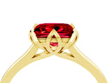 Yellow gold Princess Cut Ruby Solitaire Ring with Flower Prong Setting and Classic Band_41