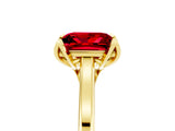 Yellow gold Princess Cut Ruby Solitaire Ring with Flower Prong Setting and Classic Band_42