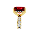 Yellow gold Princess Cut Ruby Solitaire Ring with Pavé Band and Four-Prong Setting_17