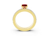 Yellow gold Princess Cut Ruby Solitaire Ring with Pavé and Channel Set Band_3
