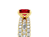 Yellow gold Princess Cut Ruby Solitaire Ring with Pavé and Channel Set Band_5