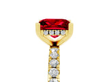 Yellow gold Princess Cut Ruby Solitaire Ring with Round  Pavé Band and Four-Prong Setting_41