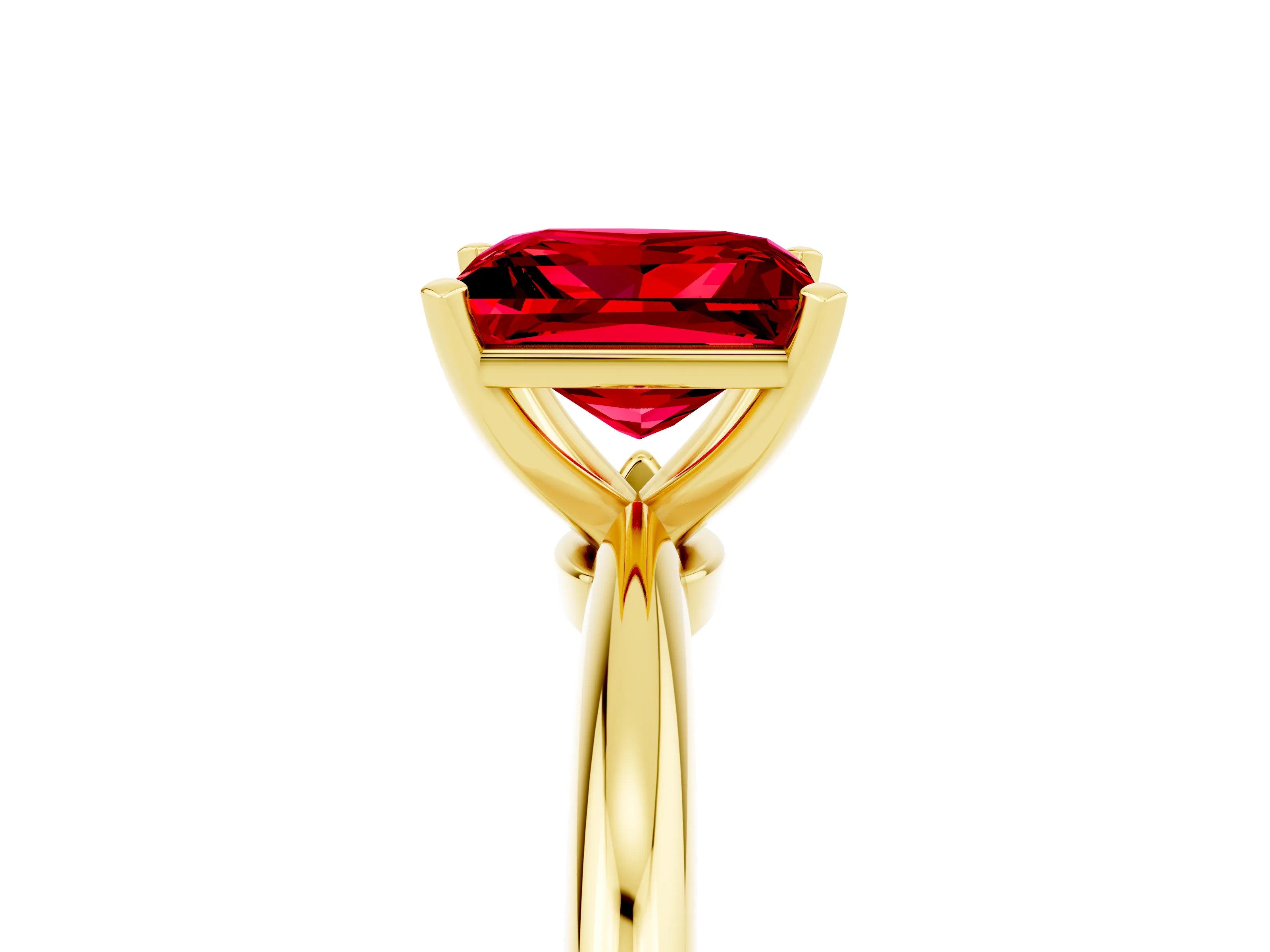 Yellow gold Princess Cut Ruby Solitaire Ring with Six-Prong Setting and Classic Band_5