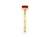 Yellow gold Princess Cut Ruby Solitaire Ring with Thin Band and Four-Prong Setting_2
