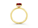 Yellow gold Princess Cut Ruby Solitaire Ring with Thin Band and Four-Prong Setting_3