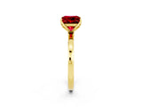 Yellow gold Princess Cut Ruby Solitaire Ring with Thin Band and Prong Setting_14