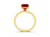 Yellow gold Princess Cut Ruby Solitaire Ring with Thin Band and Prong Setting_15