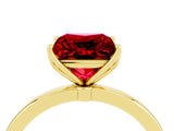 Yellow gold Princess Cut Ruby Solitaire Ring with Thin Band and Prong Setting_16