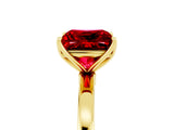 Yellow gold Princess Cut Ruby Solitaire Ring with Thin Band and Prong Setting_17