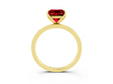 Yellow gold Princess Cut Ruby Solitaire Ring with Thin Band and Prong Setting_27