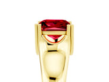 Yellow gold Princess Cut Ruby Solitaire Ring with Wide Band and Prong Setting_5