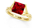 Yellow gold Princess Cut Ruby Solitaire Twist Band Prong Setting Ring_37