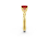 Yellow gold Princess Cut Ruby Solitaire Twist Band Prong Setting Ring_38