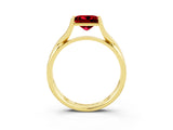 Yellow gold Princess Cut Ruby Solitaire Twist Band Prong Setting Ring_39