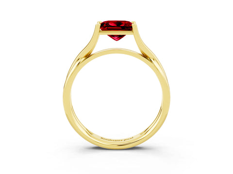 Yellow gold Princess Cut Ruby Solitaire Twist Band Prong Setting Ring_39
