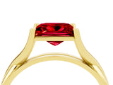 Yellow gold Princess Cut Ruby Solitaire Twist Band Prong Setting Ring_40