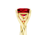 Yellow gold Princess Cut Ruby Solitaire Twist Band Prong Setting Ring_41