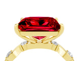 Yellow gold Princess Cut Ruby Solitaire Twisted Band with Round  Accents and Prong Setting_16