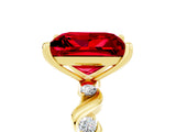 Yellow gold Princess Cut Ruby Solitaire Twisted Band with Round  Accents and Prong Setting_17