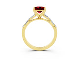 Yellow gold Princess Cut Ruby Solitaire with Side Baguettes and Channel Set Band_3