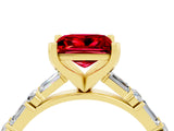 Yellow gold Princess Cut Ruby Solitaire with Side Baguettes and Channel Set Band_4