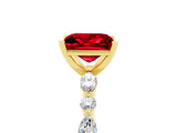 Yellow gold Princess Cut Ruby Solitaire with Side Stones on a Pavé Band and Four-Prong Setting_5