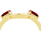 Yellow gold Princess Cut Ruby Two-Stone Open Band Ring with Four-Prong Setting_10