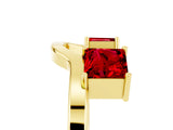 Yellow gold Princess Cut Ruby Two-Stone Open Band Ring with Four-Prong Setting_11