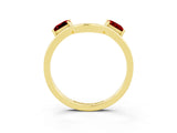 Yellow gold Princess Cut Ruby Two-Stone Open Band Ring with Four-Prong Setting_9