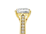 Yellow gold Princess Cut Solitaire Cathedral Diamond Engagement Ring with Channel-Set Band and Four-Prong Setting_12